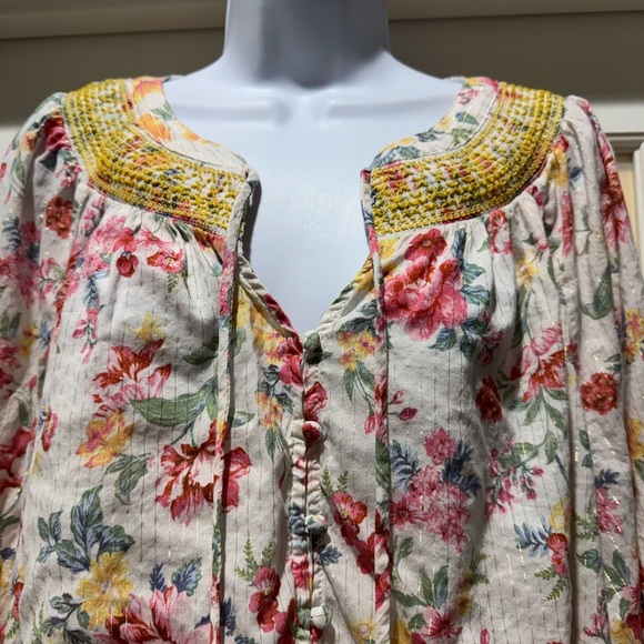 Boho Floral Women's Top with Yellow Accents Size 3X I.N. Studio Hippie Cottage - Picture 3 of 15